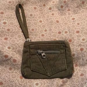 Old navy olive green corduroy change purse.
